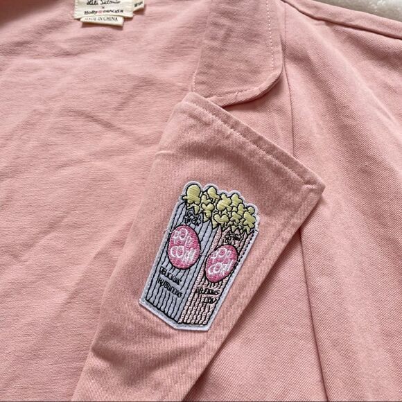 Lili Sidonio x Molly Bracken Pink Oversize Denim Asymmetrical Zip Jacket - Picture 8 of 13